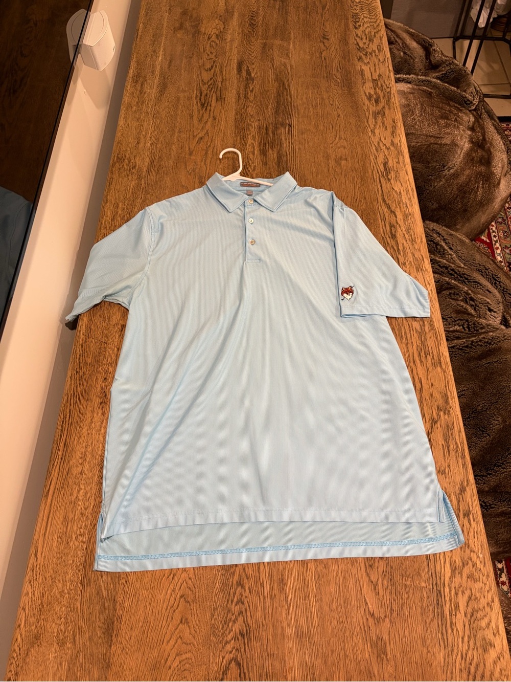 Peter Millar Light Blue Men's Polo with Fox Embroidery